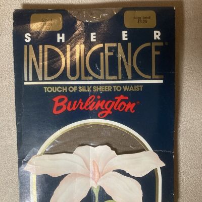 NEW Burlington Sheer Indulgence Pantyhose Vintage 80s NOS Size 1 Sheer to Waist